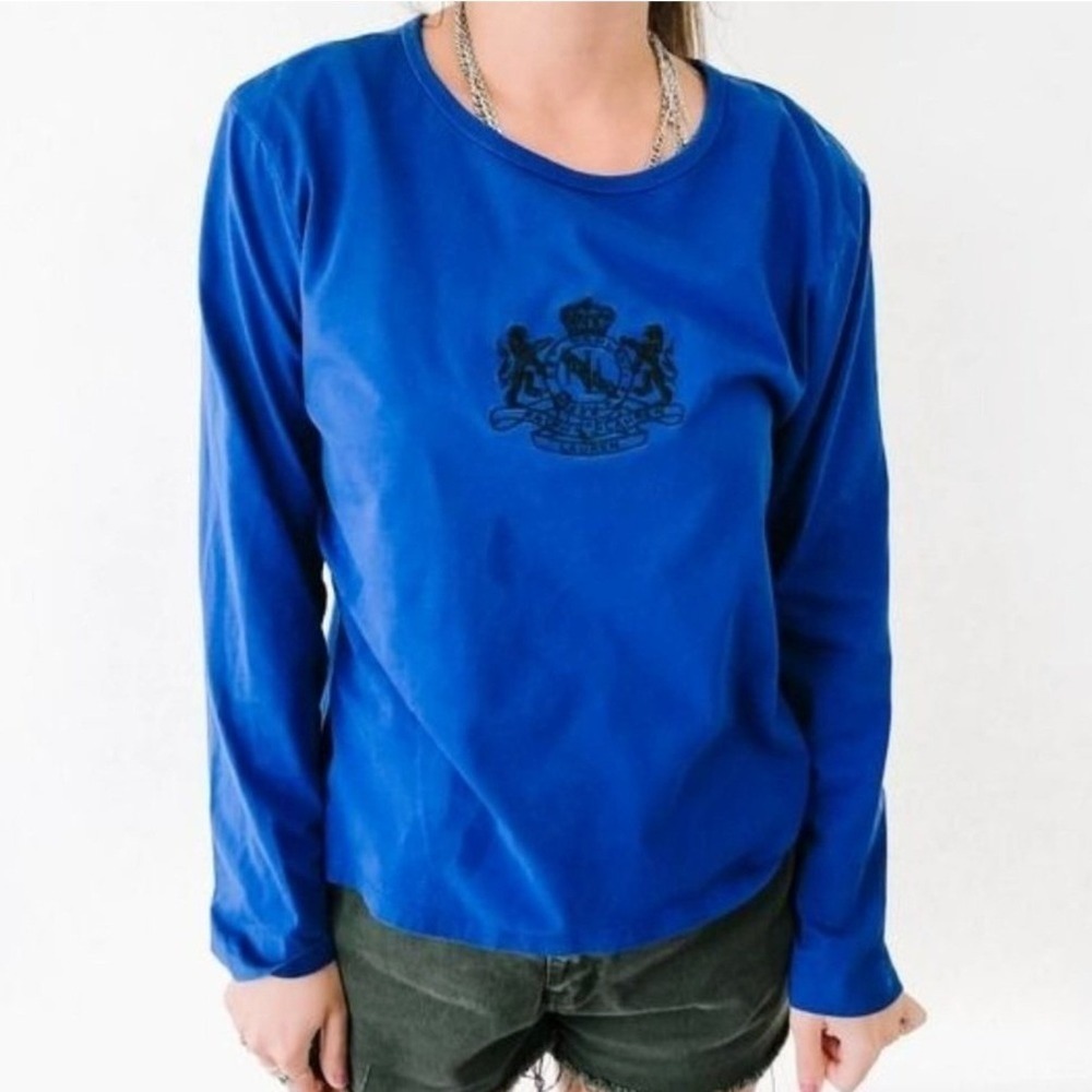 Lauren Active Ralph Lauren Royal Blue Crest Logo Long Sleeve Tee XL